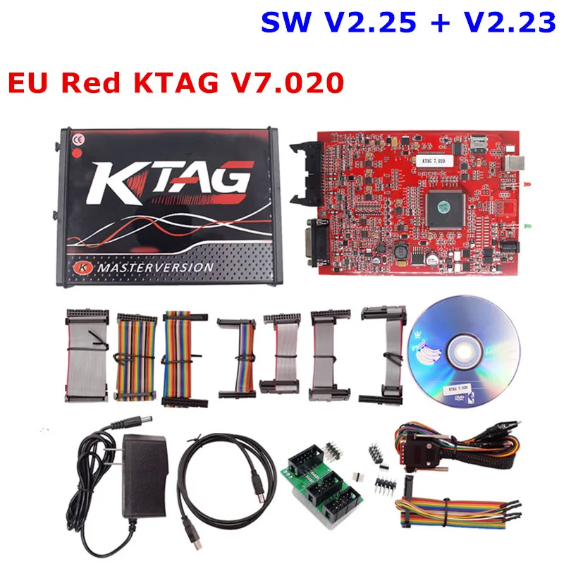 Онлайн V2.47 EU Red KESS V5.017 без маркера KTAG V7.020 V2.25 2,23 K-tag 4 светодиодный Kess V2 5,017 OBD2 менеджер тюнинговый комплект ECU программист - Цвет: KTAG V7.020 4 LED