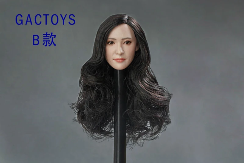 1/6 GC014 азиатские девушки женщины голова лепить похож на Yangmi с кудрявыми волосами