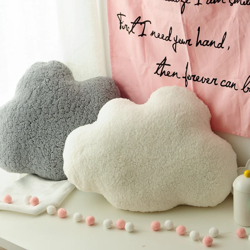 

Soft Cloud Shape Pillow Plush Stuffed Decorative Nature Throw Pillow Kids Room Sofa Bar Shop Chair Pillow White/Gray 60*45cm