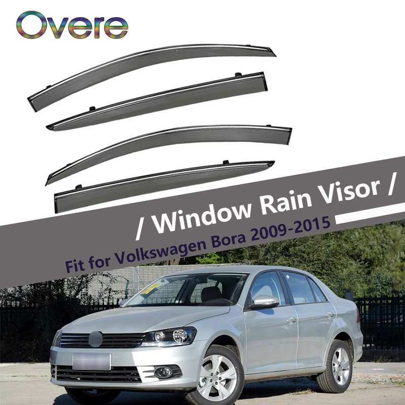 

Overe 4Pcs/1Set Smoke Window Rain Visor For VW Bora Sedan 2009 2010 2011 2012 2013 2014 2015 ABS Awnings Shelters accessories