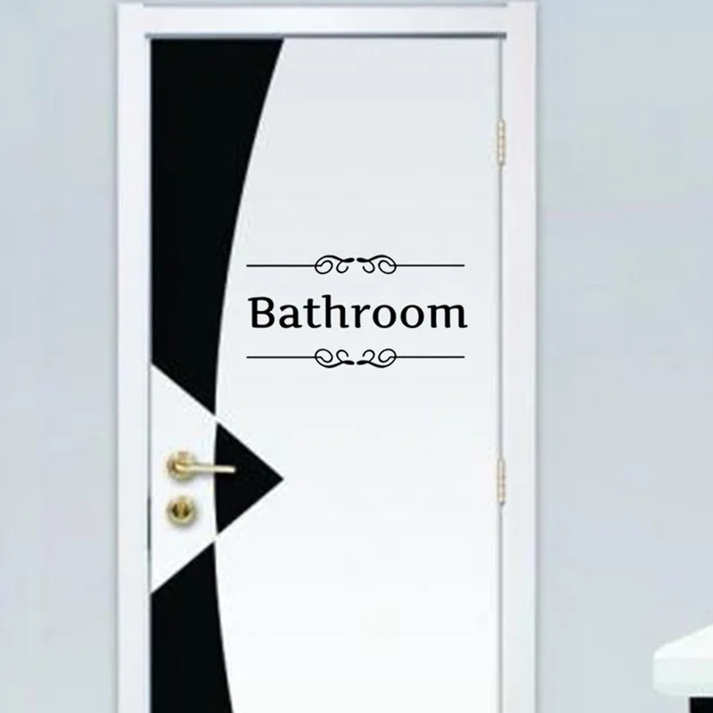 Creative Bathroom Toilet Door Decorative Stickers Home Decoration Accessories Black 4WS-0043 | Дом и сад