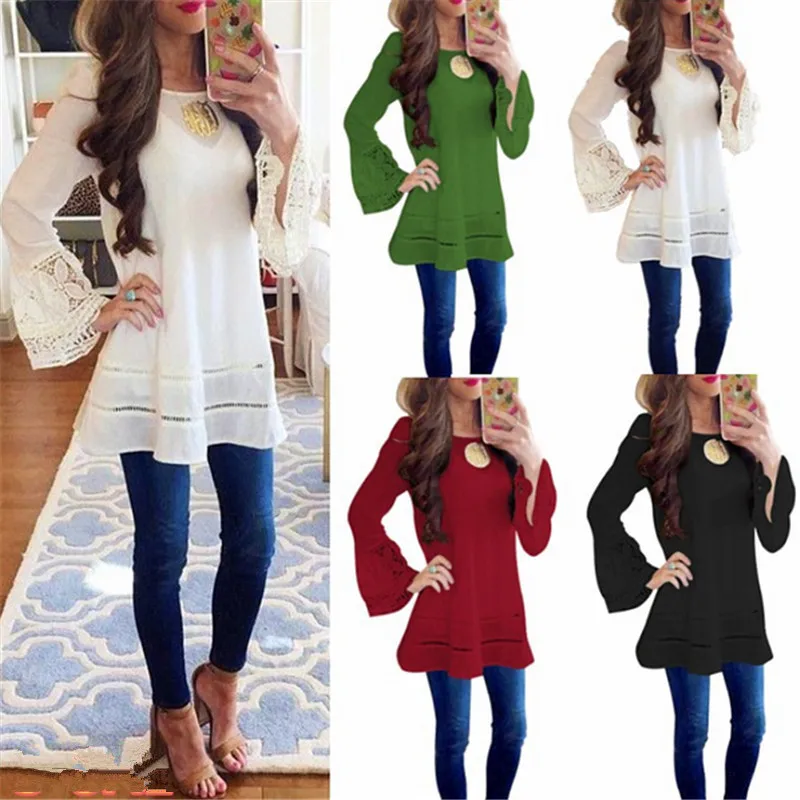 Летняя новая рубашка повседневная женская одежда сплошной цвет длинный рукав