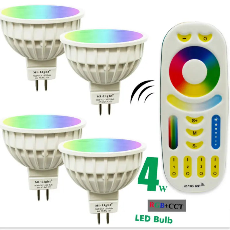 Ми свет затемнения светодиодный Светодиодная лампа 4 Вт MR16 GU10 RGB CCT (2700-6500 K) лампы