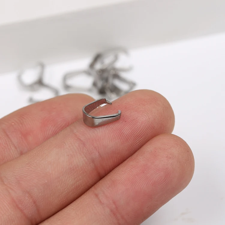 100 шт./лот sнержавеющая сталь Зажимная подвеска серебряный тон 3x7 мм 4x8 5x10