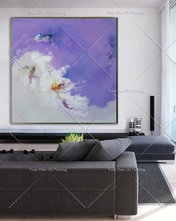 Koop Paars Meer Fish Swim Handgeschilderd Abstract Landschap Olieverfschilderij Wall Art Borstel Schilderen Voor Woonkamer Interieur
