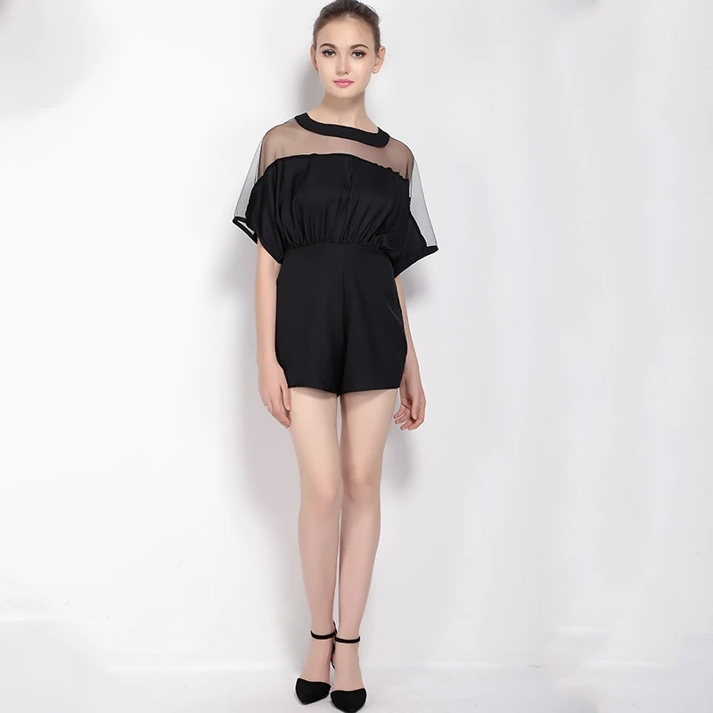 JoyLink Одежда Шеи Экипажа Batwing Рукавом Тонкий Ползунки Цветов Элегантный Sheer Сетки