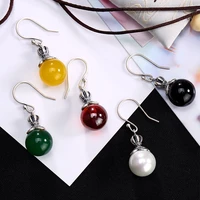inlay chalcedony ways pomegranate red pearl female high grade round pearl pendant earrings wholesale