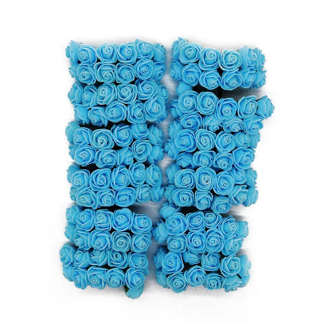 Light Blue 144 шт дешевый пенопластовый мишка Роза ПЭ Пена голова розы искусственный цветок свадебное украшение Посуда Украшение комнаты Подарочная коробка сделай сам - Цвет: Light Blue