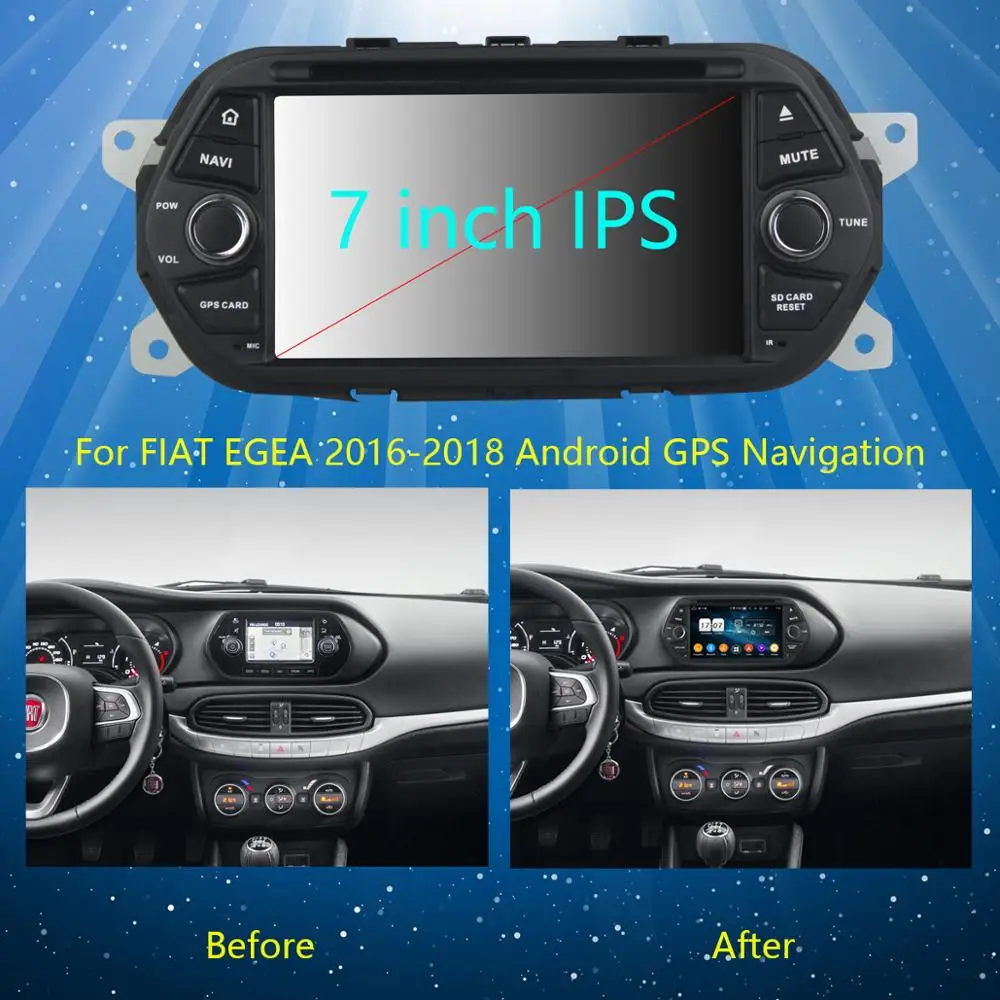 Автомобильный DVD-плеер 7 дюймов IPS 1024*600 8 ядер 4 Гб ОЗУ + 64 ПЗУ Android 9 0 для FIAT EGEA 2016 2017