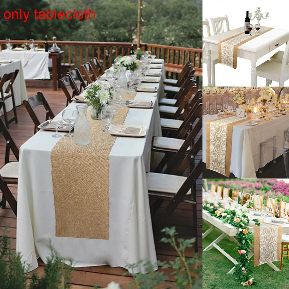 Lace Burlap Rustic Vintage Birthday Gadget Banquet Christmas Table Runner Wedding Decoration Dining Room Home Restaurant Party | Дом и сад