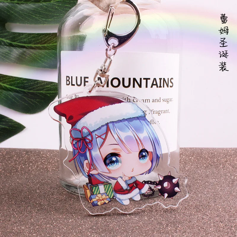 Цепочка для ключей с рисунком из аниме Emilia Rem Ram Подвески Акриловые Re: жизнь в