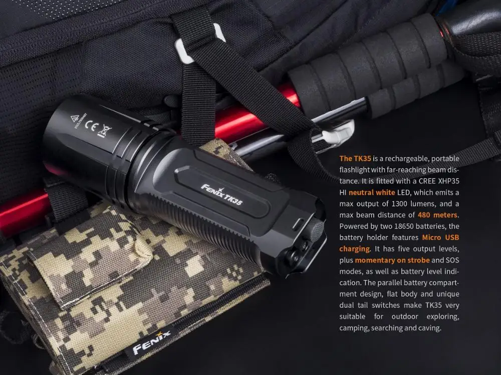 Новый нейтральный белый светодиодный фонарик Fenix TK35 CREE XHP35 HI 2018 люмен очень