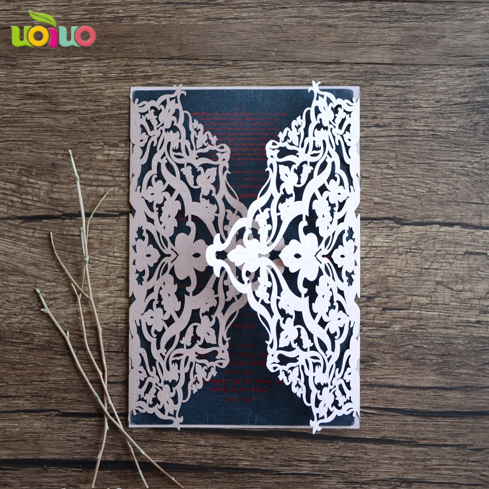 

Бесплатная доставка, 20 шт., свадебные принадлежности, лазерная резка, пригласительная карта, популярная Цветочная корона, дизайн, складные п...