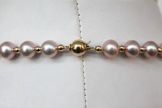 ????? ナチュラルパールジュエリー、モーブ淡水真珠のネックレス、 AAA 8-9 ミリメートル高品質本物の真珠ジュエリー、 20 インチ