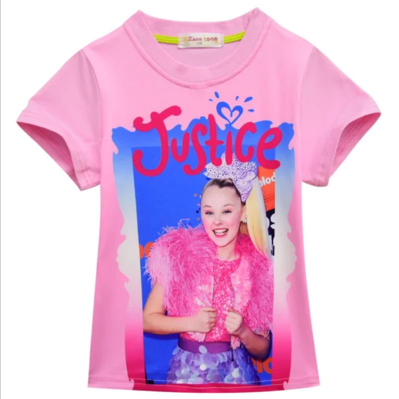 Summer Girls T shirts cartoon Jojo girl Siwa pattern tops clothes Children Kids short sleeves T-shirt Clothing for gifts 3-13Y - Цвет: M