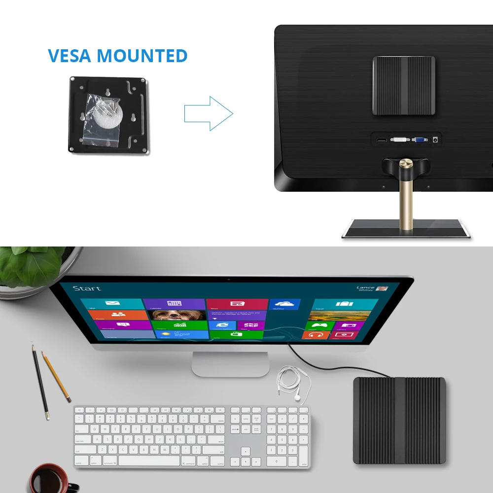 XCY Мини ПК Intel Pentium N3510 4 ядра Windows 10 Linux HTPC тонкий клиент HDMI VGA WiFi 5* USB безвентиляторный компактный настольный ПК NUC