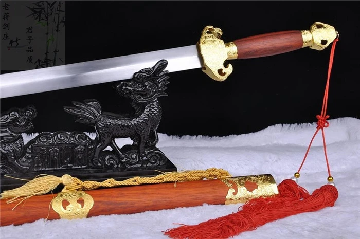HandMade Training Chinese WUSHU TaiChi Sword Katana Carbon Blade Alloy Fittings Redwood Saya TaiJi Lucky | Дом и сад