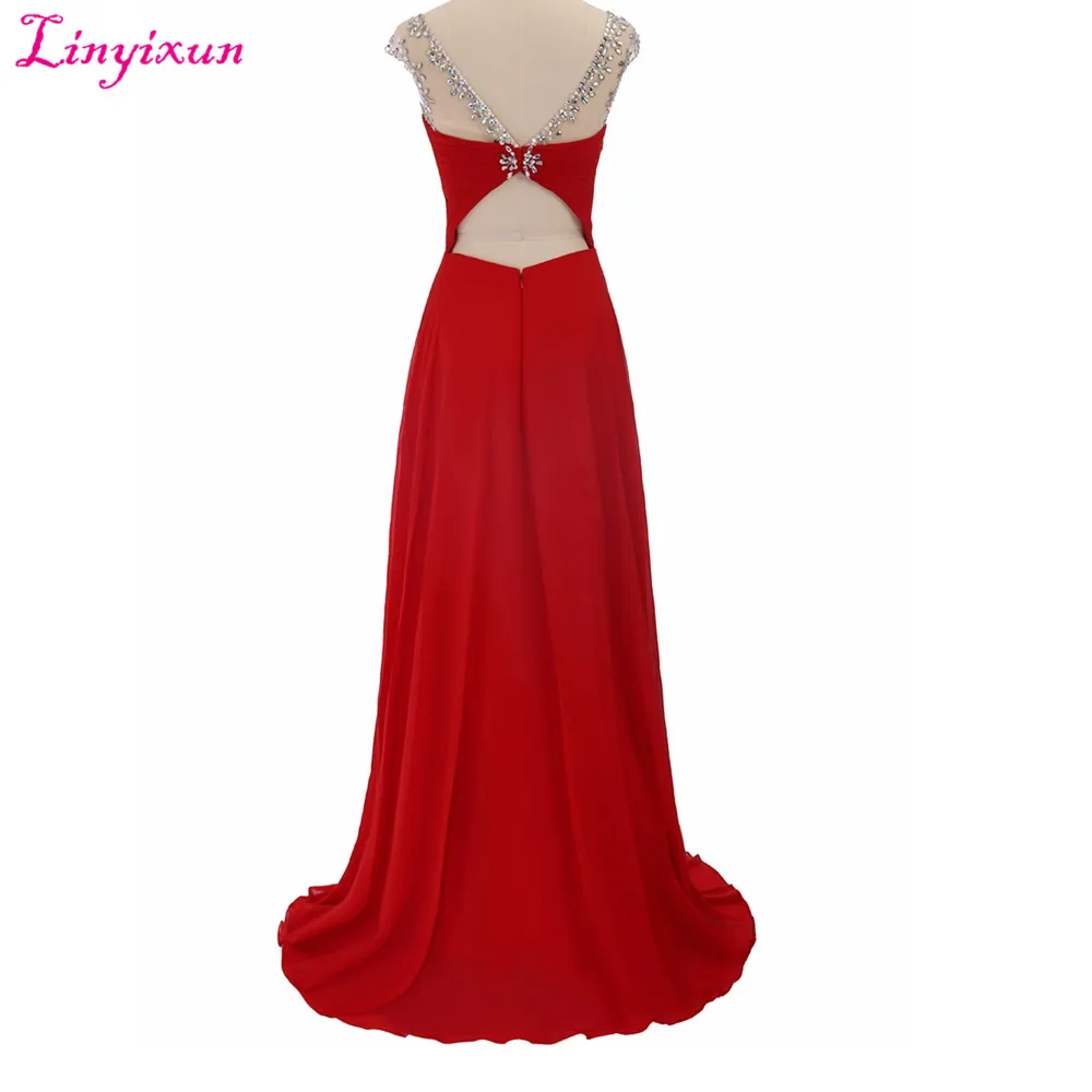 Linyixun Real Photo vestido de festa longo Sparkly Beaded Long Prom Dresses 2017 Sexy Backless A Line Evening Party Gowns | Свадьбы и