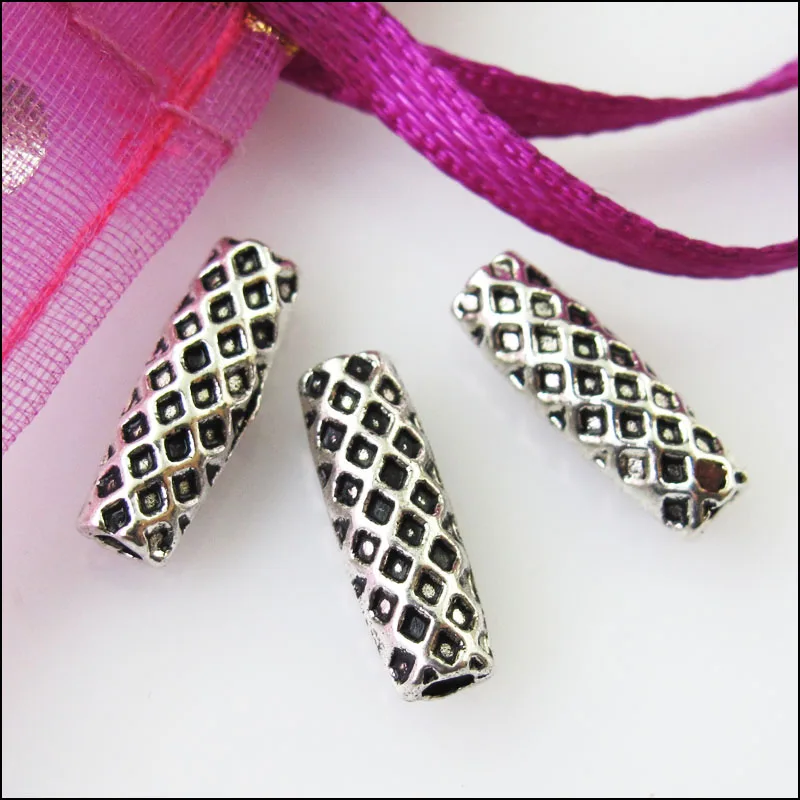 Новые 40 шт. Тибетский серебристый цвет овальные решетчатые трубчатые