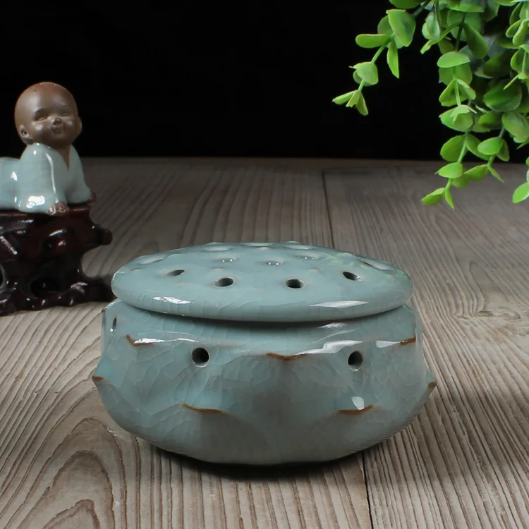 Longquan Celadon керамическая фарфоровая печь для благовоний в форме лотоса горелка