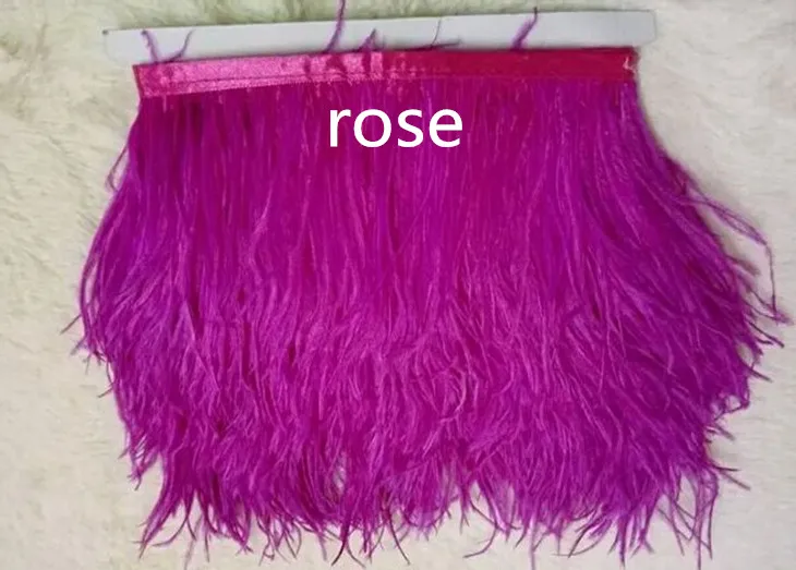rose 2 ярдов/партия, высокое качество, натуральные страусиные перья, кружевное украшение, 3-4 дюйма/8-10 см, широкий выбор цветов на выбор - Цвет: rose