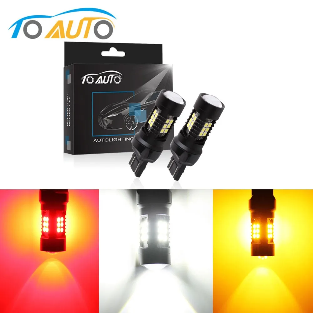 T20 LED Bulb 7443 w21/5w White Yellow Amber Red Automobiles 7440 wy21w w21w led bulbs Car Motorcycle Turn Signal Light | Автомобили и