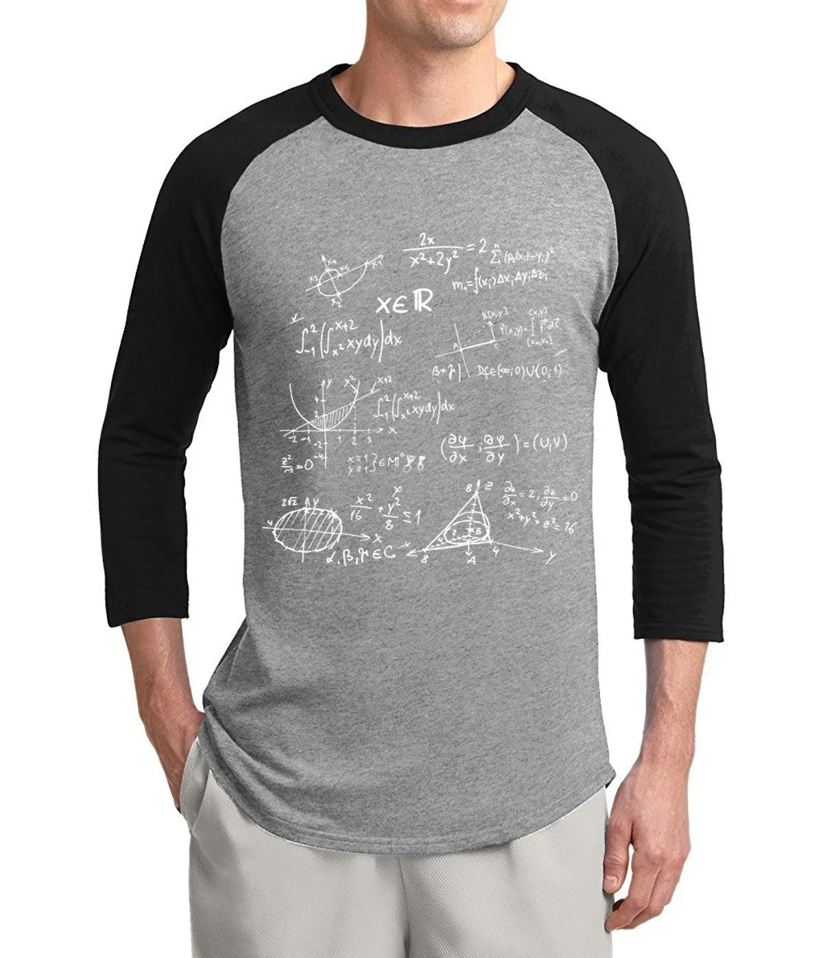 adult Math Formula science t shirt men 2017 new summer three quarter sleeve 100% cotton raglan t-shirt Camiseta Masculino S-2XL | Мужская