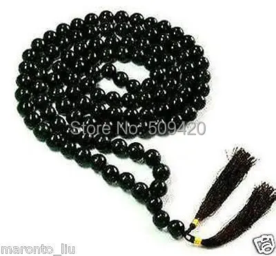 

Free Shipping Wholesale 108 Tibetan Buddhist Black stone Prayer Beads Necklace