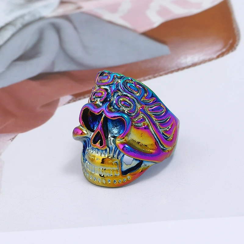 Модное винтажное кольцо с цветным скелетом в стиле ретро панк Рок Вампир череп