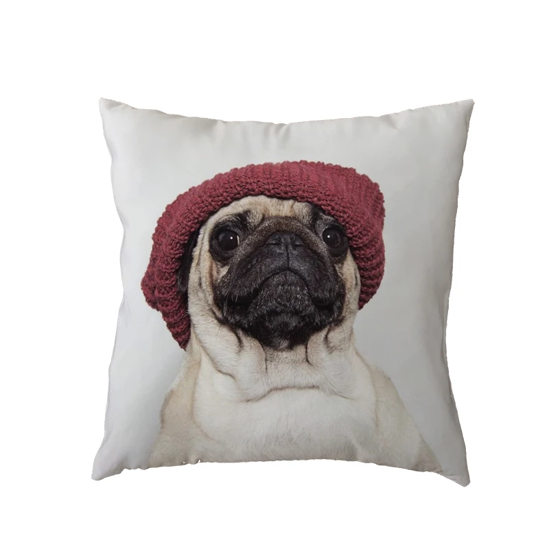 

Personalized Pug Dogs White Cushion Cover Duck Banana Watermelon Cosplay Christmas Gifts Home Decor Peach Skin Throw Pillow Case