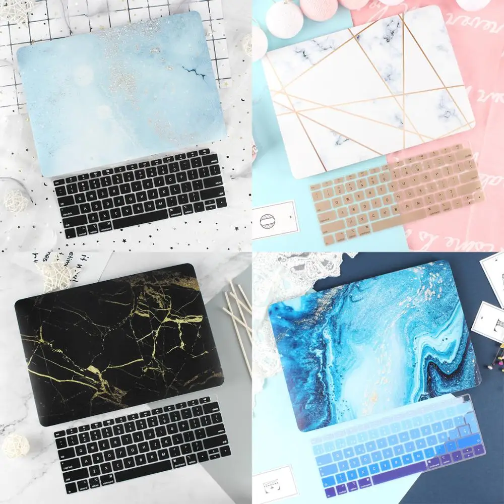 Мраморный чехол для Macbook Air Pro retina 11 12 13,3 Mac Book 13 15 Touch Bar/Touch ID A1932 A2159+ чехол для клавиатуры