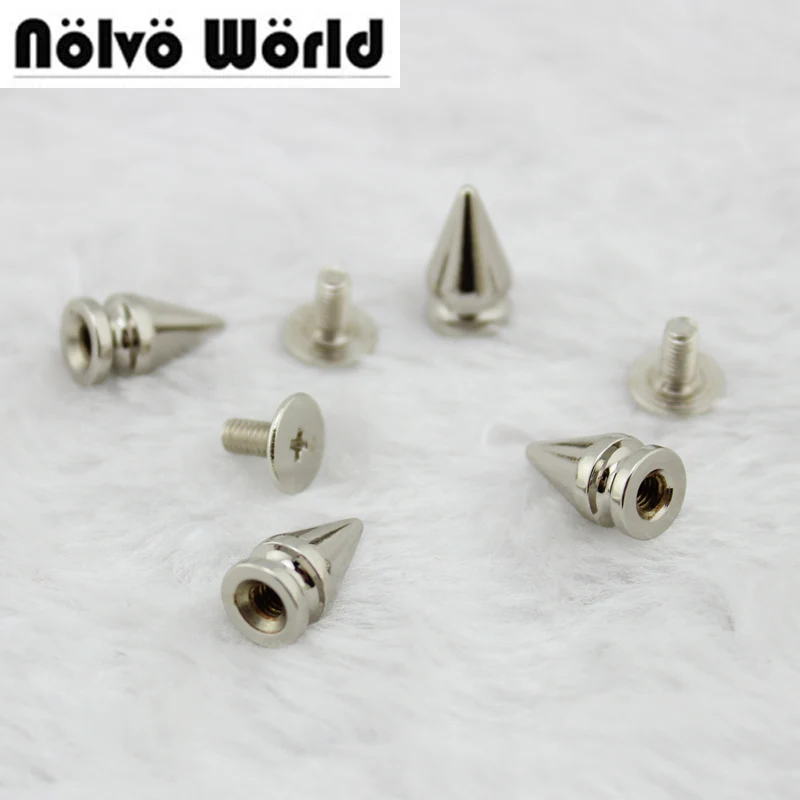 12*7mm turriform head silver studs use for punk bag hardware alloy bracelet metal rivet screw accessories nickel screwed spikes