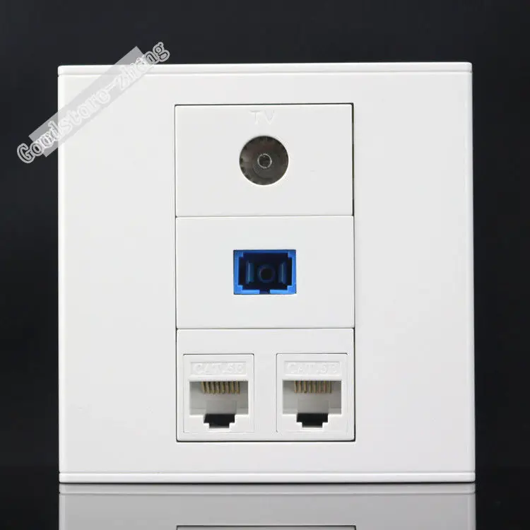 Настенная пластина 4 порта двойной CAT5E RJ45 сеть LAN + SC оптическое волокно ТВ разъем