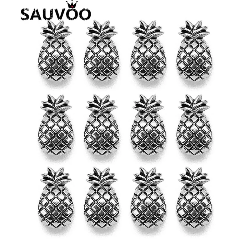 Подвески с большим отверстием в форме ананаса античные серебряные 7x11 мм 30 шт./лот