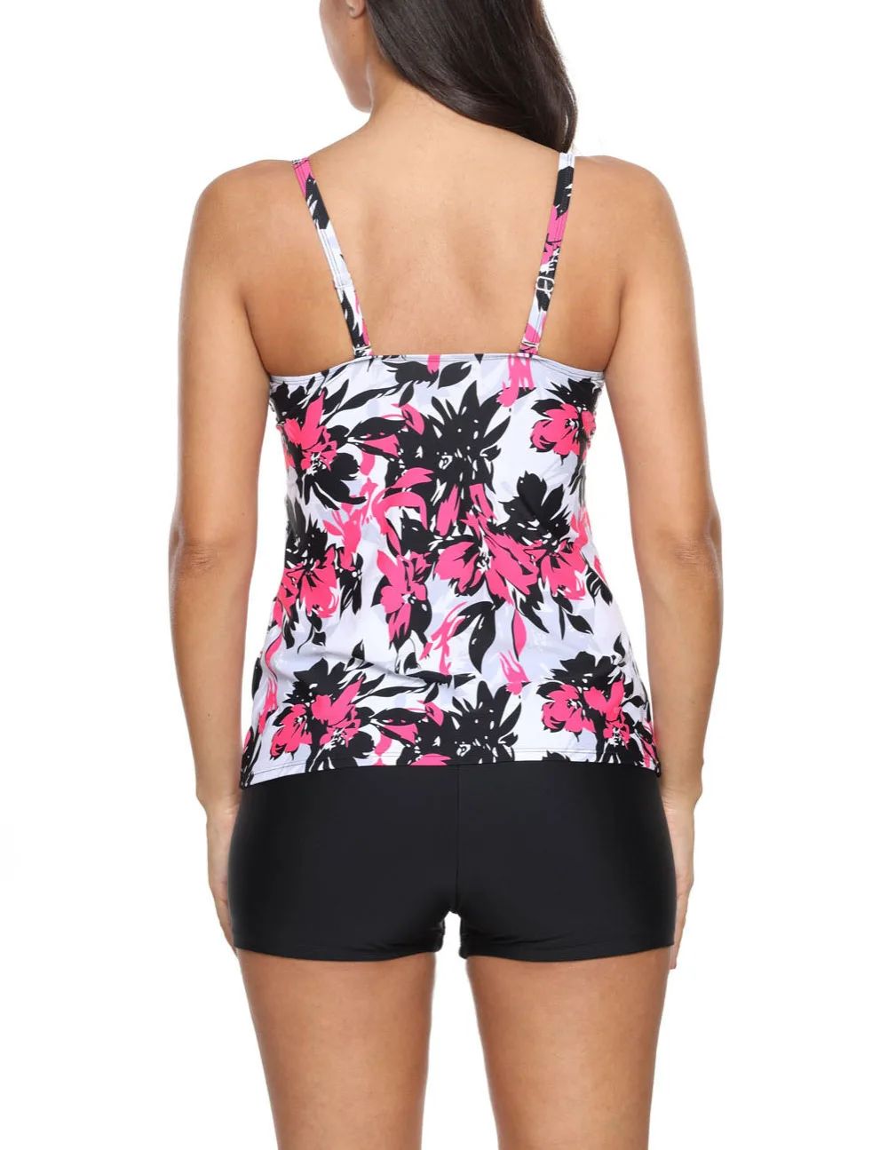 Женский купальник с принтом в виде листьев большие размеры два предмета танкини