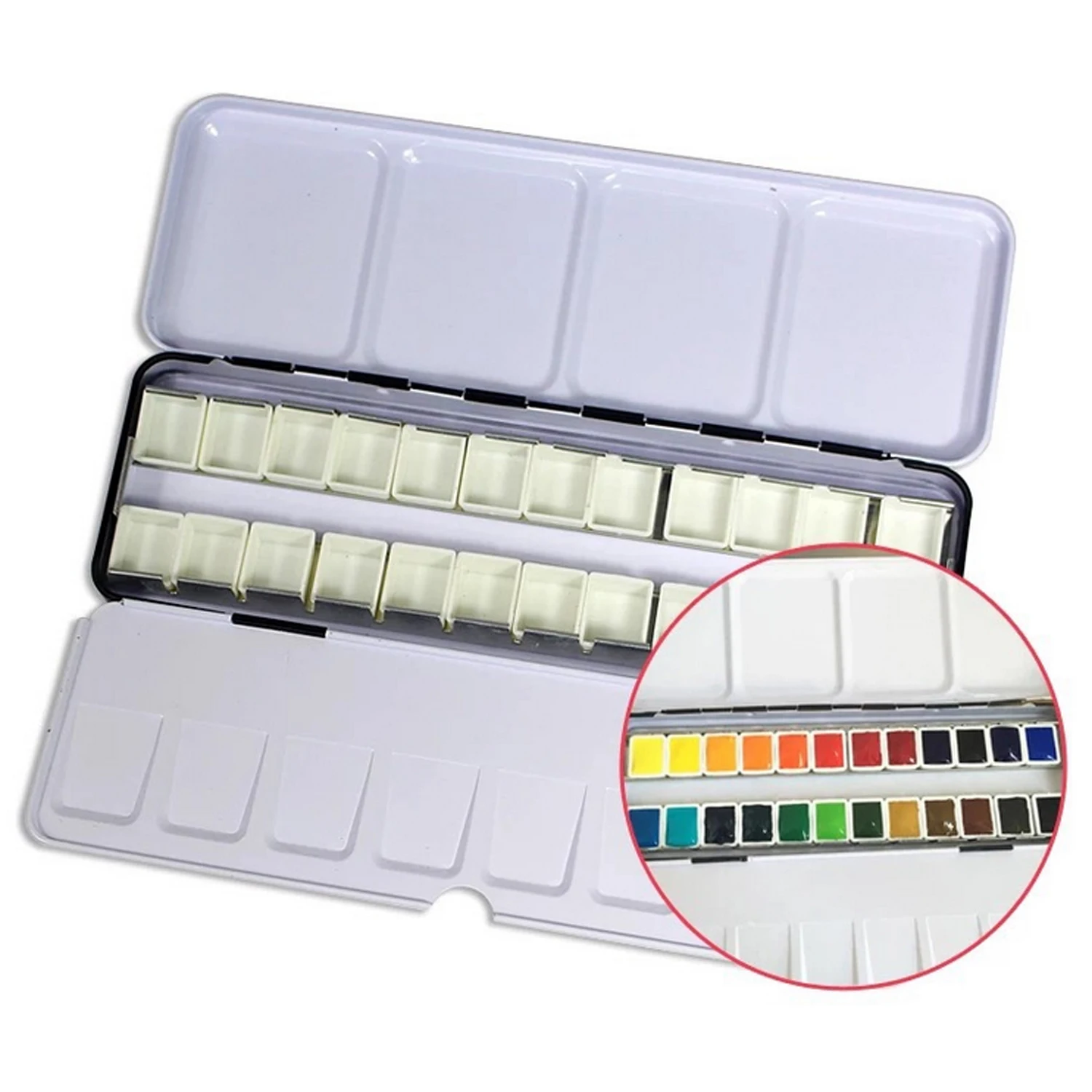 

Behogar 100PCS 1.6ml Plastic Empty Watercolor Half Paint Pans for Children Artist Student Beginners Professionals Drawing Tools