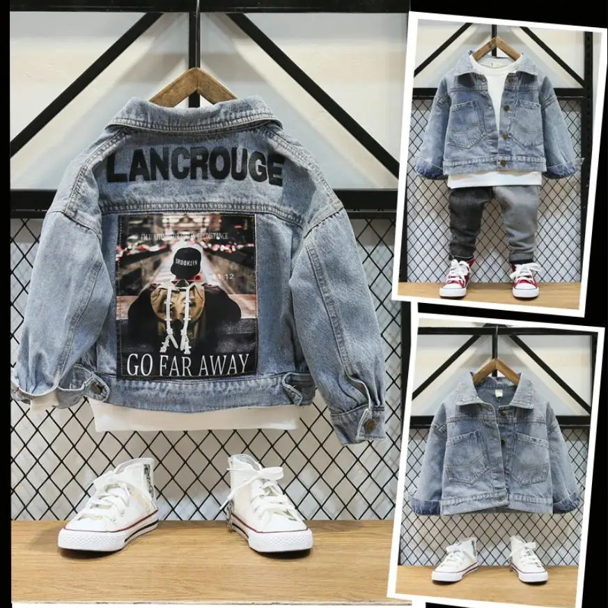 Джинсовая куртка для маленьких мальчиков детская джинсовая ковбойская верхняя