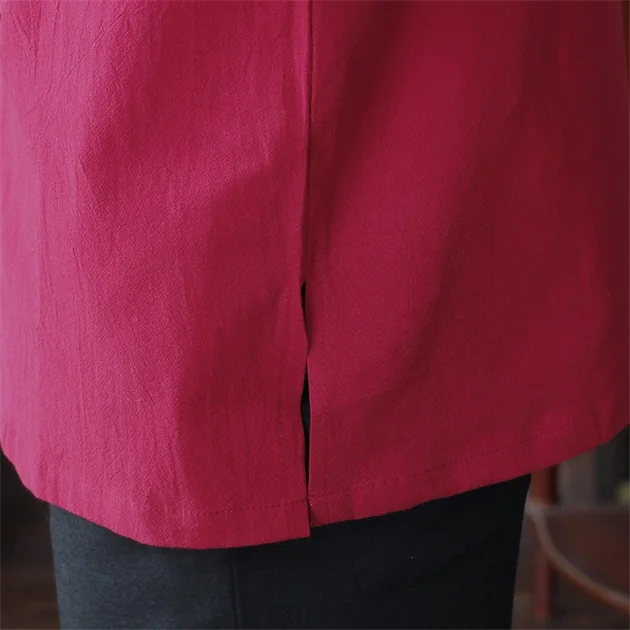 Летняя Новинка красная Китайская традиционная Мужская рубашка с