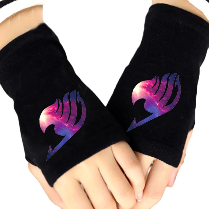 

Светящиеся в темноте модные вязаные перчатки для девочек, Гильдия сказочного хвоста, трикотажные перчатки из хлопка без пальцев, зимние теп...