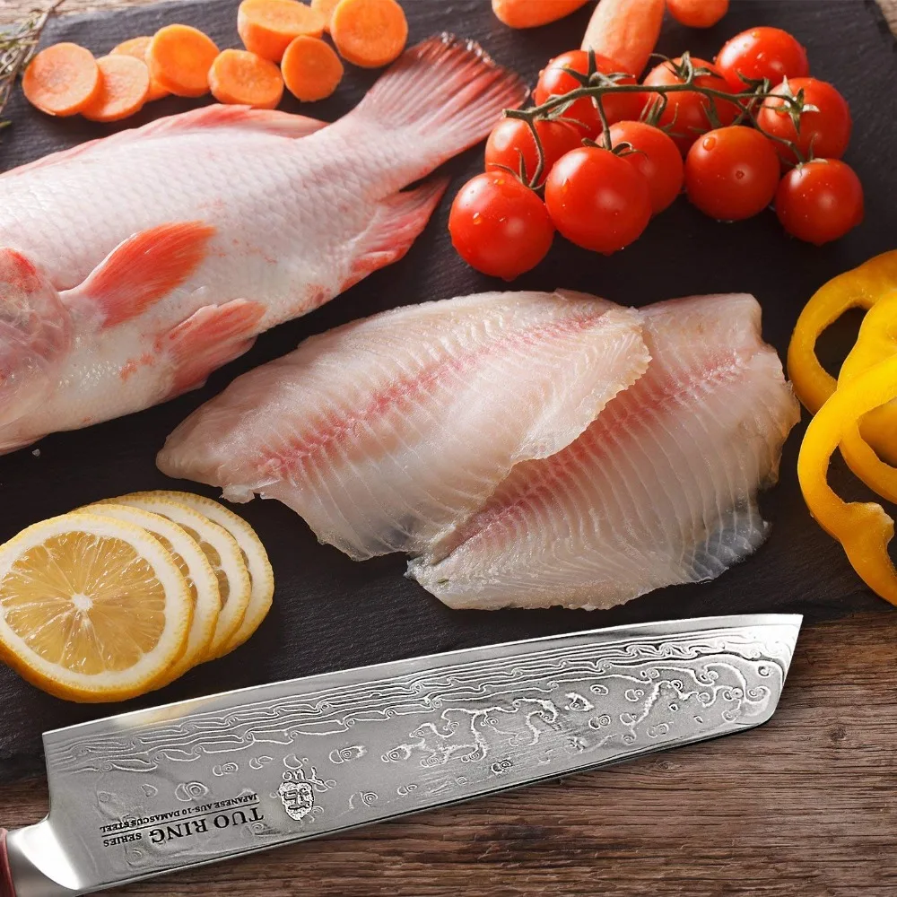 TUO столовые приборы Kiritsuke нож шеф повара 8 5 '' дамасский кухонный мясницкий Ножи