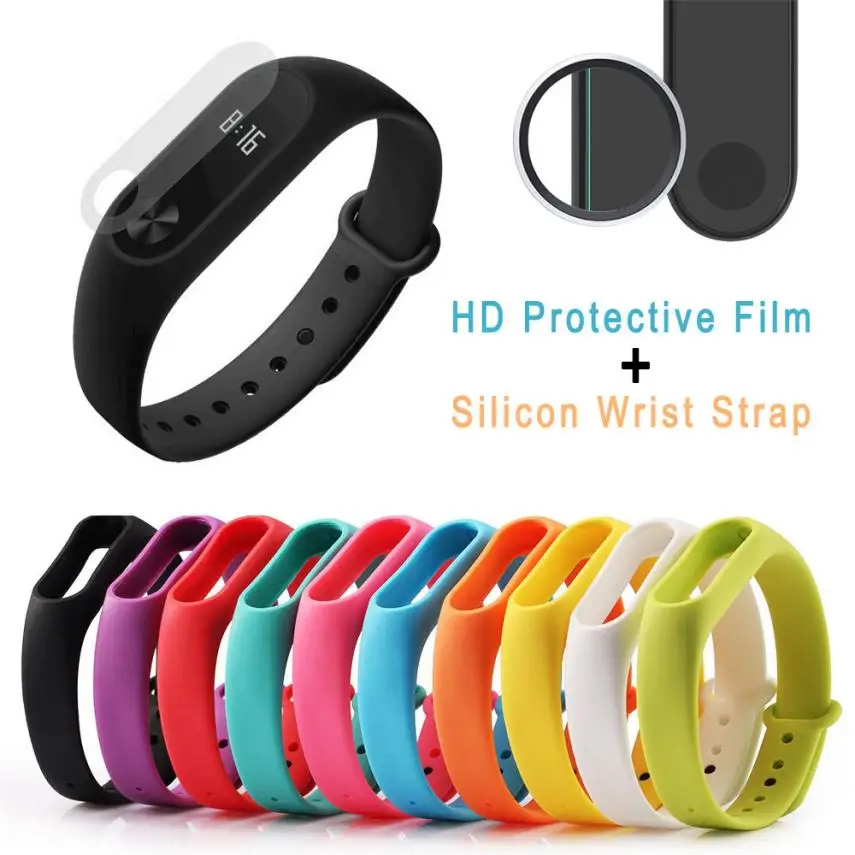 Силиконовый браслет GEMIXI Milanese Loop& 2 шт 0,1 мм HD защитная пленка для Xiaomi Miband2 ремешок для часов Apr13p30