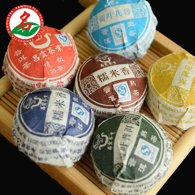 AAAAA grade 6 different Flavors bowl pu er tea Yunnan Puer Tea Puɾr gauze bag gift For Health Care Mini Tuocha TB100 |