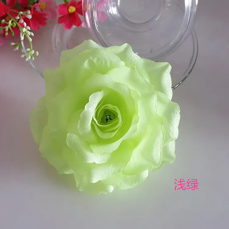 light green 1 шт 10 см Шелковый цветок Серебряная роза искусственный цветок голова свадебное украшение DIY ВЕНОК Подарочная коробка Скрапбукинг Ремесло поддельные цветы - Цвет: light green