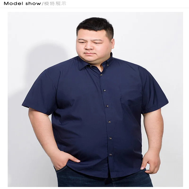 Plus size 8XL 7XL 2018 Summer Cotton Men Short Sleeve Shirts Solid Business Working Wear Casual Male Shirt Oxford | Мужская одежда