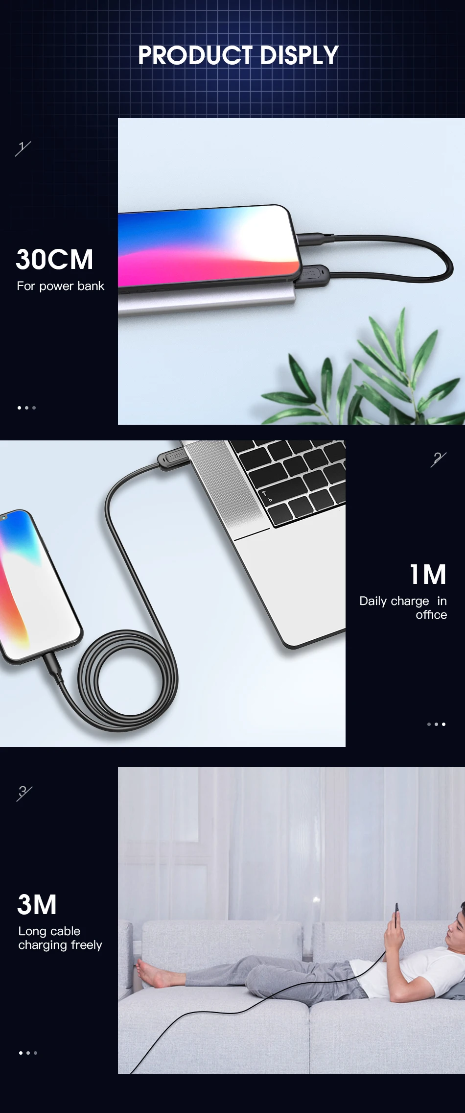 ACCEZZ USB зарядный кабель для iPhone 7 8 Plus X XR XS макс. для планшетов, быстрая зарядка, зарядное устройство, освещение данных, Длинные Короткие кабели 30 см 1 м 3 м