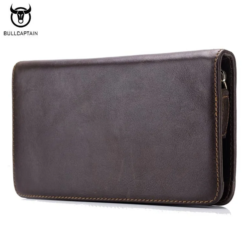 BULLCAPTAIN мужской брендовый кошелек из натуральной кожи в винтажном стиле Длинный