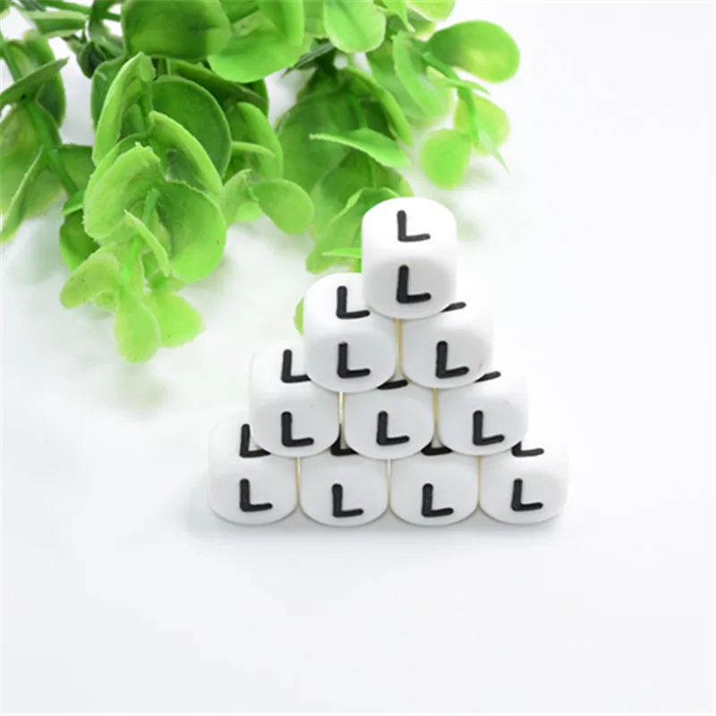 10 PCS L English Alphabet Silicone Letter Bead DIY Baby Teething Beads Pendant Toy Necklace Food Grade 12 MM | Украшения и