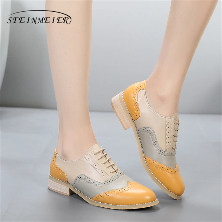 Женские туфли Броги из натуральной бычьей кожи повседневные дизайнерские