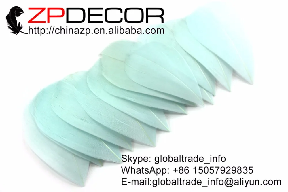 

ZPDECOR 3~7cm 200Pieces/lot 2017 NEW ARRIVAL Brilliant Aqua Blue Trimmed Goose Feather Petal Dyed