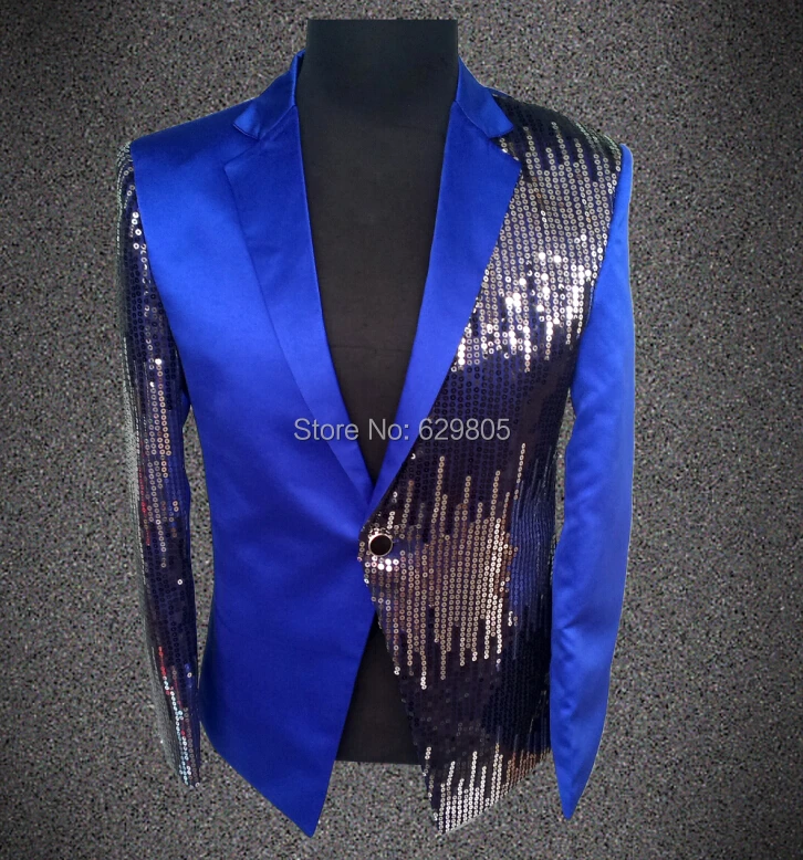 Мужской костюм с блестками пиджак длиной до локтя для танцев ночных клубов |